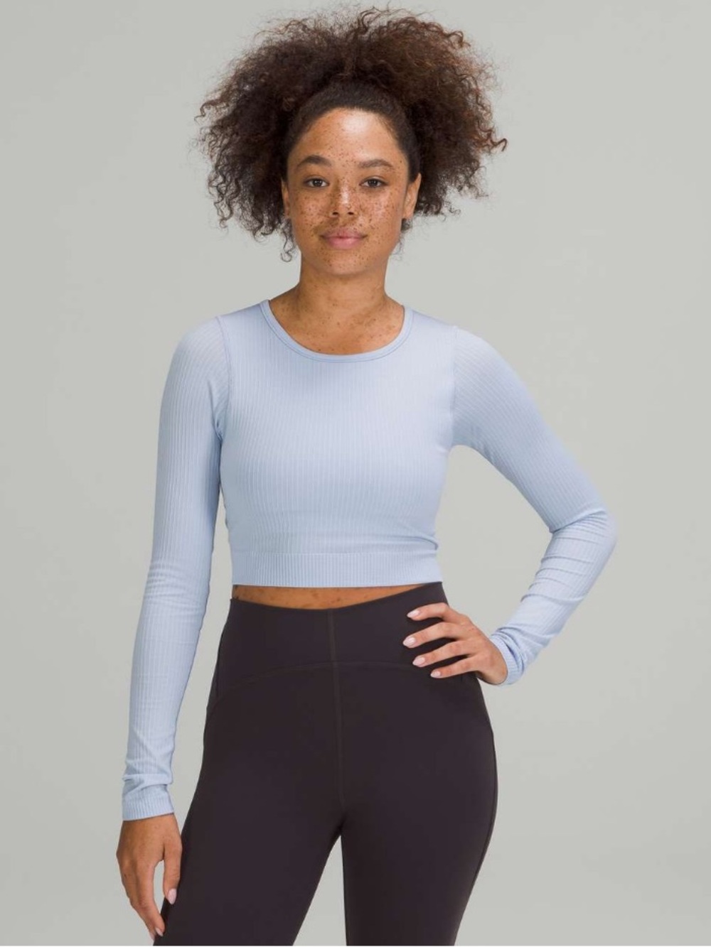 lululemon Ebb To Street Long Sleeve Blue Linen
